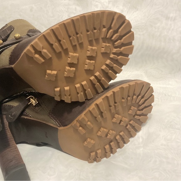 Tory Burch Leather and Canvas Heeled Boots - Picture 10 of 10